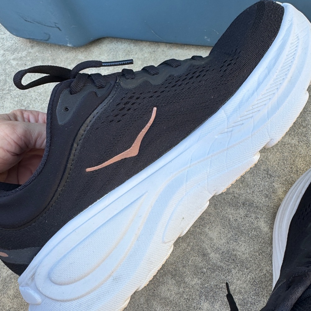 Hoka Black and White Athletic Shoes - Picture 2 of 6